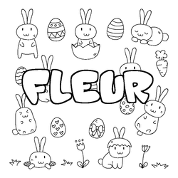 Coloraci&oacute;n del nombre FLEUR - decorado Pascua