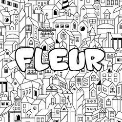 Coloraci&oacute;n del nombre FLEUR - decorado ciudad