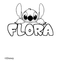 Coloraci&oacute;n del nombre FLORA - decorado Stitch