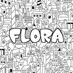 Coloraci&oacute;n del nombre FLORA - decorado ciudad