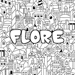 Coloraci&oacute;n del nombre FLORE - decorado ciudad