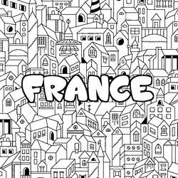 Coloraci&oacute;n del nombre FRANCE - decorado ciudad