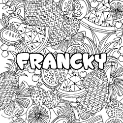 Coloraci&oacute;n del nombre FRANCKY - decorado mandala de frutas