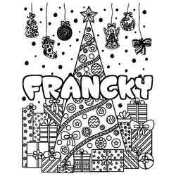 Coloraci&oacute;n del nombre FRANCKY - decorado &aacute;rbol de Navidad y regalos