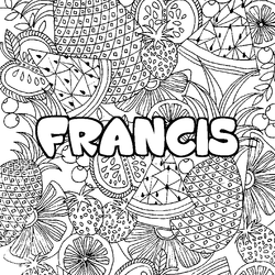 Coloraci&oacute;n del nombre FRANCIS - decorado mandala de frutas