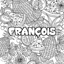 Coloraci&oacute;n del nombre FRAN&Ccedil;OIS - decorado mandala de frutas