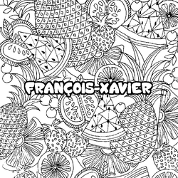 Coloraci&oacute;n del nombre FRAN&Ccedil;OIS-XAVIER - decorado mandala de frutas