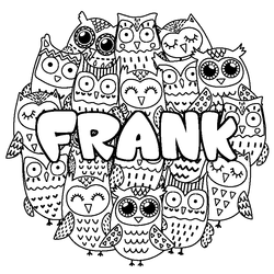 Coloraci&oacute;n del nombre FRANK - decorado b&uacute;hos