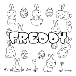Coloraci&oacute;n del nombre FREDDY - decorado Pascua