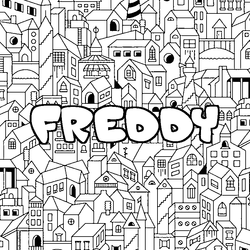 Coloraci&oacute;n del nombre FREDDY - decorado ciudad