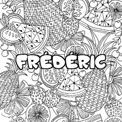 Coloraci&oacute;n del nombre FR&Eacute;D&Eacute;RIC - decorado mandala de frutas