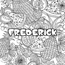Coloraci&oacute;n del nombre FREDERICK - decorado mandala de frutas
