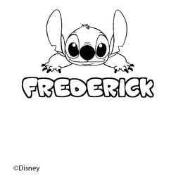 Coloraci&oacute;n del nombre FREDERICK - decorado Stitch