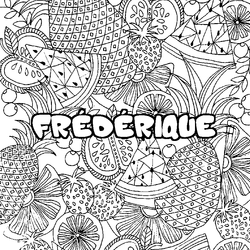 Coloraci&oacute;n del nombre FR&Eacute;D&Eacute;RIQUE - decorado mandala de frutas