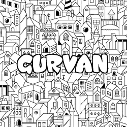Coloraci&oacute;n del nombre GURVAN - decorado ciudad