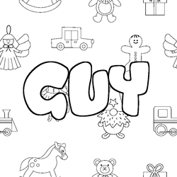 Coloraci&oacute;n del nombre GUY - decorado juguetes