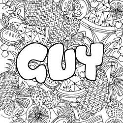Coloraci&oacute;n del nombre GUY - decorado mandala de frutas
