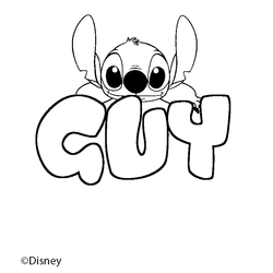 Coloraci&oacute;n del nombre GUY - decorado Stitch