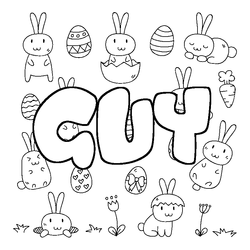 Coloraci&oacute;n del nombre GUY - decorado Pascua