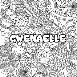 Coloraci&oacute;n del nombre GWENAELLE - decorado mandala de frutas