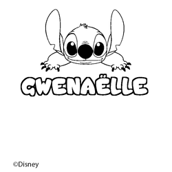Coloraci&oacute;n del nombre GWENA&Euml;LLE - decorado Stitch