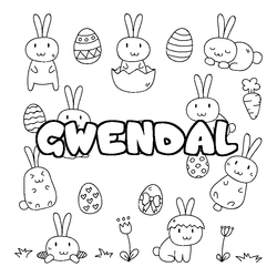 Coloraci&oacute;n del nombre GWENDAL - decorado Pascua