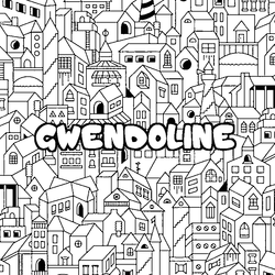 Coloraci&oacute;n del nombre GWENDOLINE - decorado ciudad