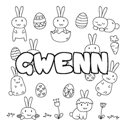 Coloraci&oacute;n del nombre GWENN - decorado Pascua