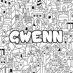 Coloraci&oacute;n del nombre GWENN - decorado ciudad