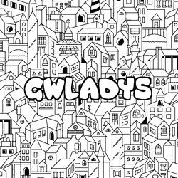 Coloraci&oacute;n del nombre GWLADYS - decorado ciudad