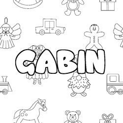 Coloraci&oacute;n del nombre GABIN - decorado juguetes
