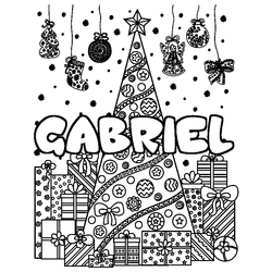Coloraci&oacute;n del nombre GABRIEL - decorado &aacute;rbol de Navidad y regalos