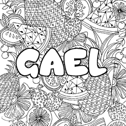 Coloraci&oacute;n del nombre GAEL - decorado mandala de frutas