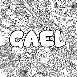 Coloraci&oacute;n del nombre GA&Euml;L - decorado mandala de frutas