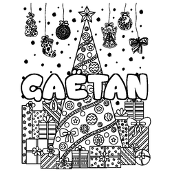 Coloraci&oacute;n del nombre GA&Euml;TAN - decorado &aacute;rbol de Navidad y regalos