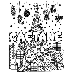 Coloraci&oacute;n del nombre GAETANE - decorado &aacute;rbol de Navidad y regalos