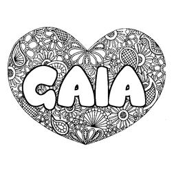 Coloraci&oacute;n del nombre GAIA - decorado mandala de coraz&oacute;n