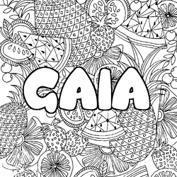 Coloraci&oacute;n del nombre GAIA - decorado mandala de frutas
