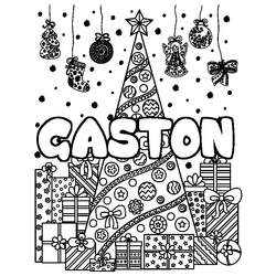 Coloraci&oacute;n del nombre GASTON - decorado &aacute;rbol de Navidad y regalos