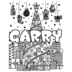 Coloraci&oacute;n del nombre GARRY - decorado &aacute;rbol de Navidad y regalos