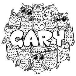 Coloraci&oacute;n del nombre GARY - decorado b&uacute;hos