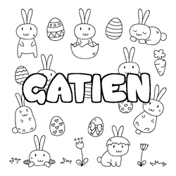 Coloraci&oacute;n del nombre GATIEN - decorado Pascua
