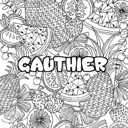 Coloraci&oacute;n del nombre GAUTHIER - decorado mandala de frutas