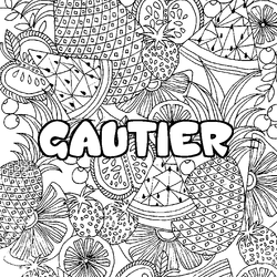 Coloraci&oacute;n del nombre GAUTIER - decorado mandala de frutas