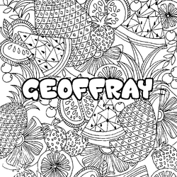 Coloraci&oacute;n del nombre GEOFFRAY - decorado mandala de frutas