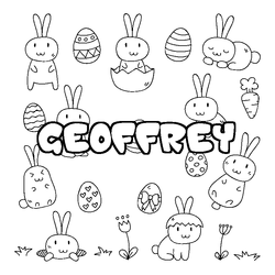 Coloraci&oacute;n del nombre GEOFFREY - decorado Pascua