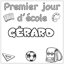 Coloraci&oacute;n del nombre G&Eacute;RARD - decorado primer d&iacute;a de escuela