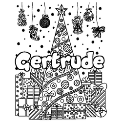 Coloraci&oacute;n del nombre Gertrude - decorado &aacute;rbol de Navidad y regalos