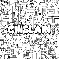 Coloraci&oacute;n del nombre GHISLAIN - decorado ciudad