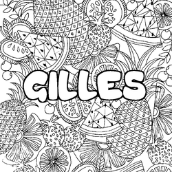 Coloraci&oacute;n del nombre GILLES - decorado mandala de frutas